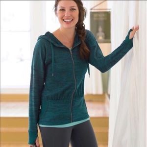 Athleta Batwing Robin Blue Zip Hoodie Jacket L